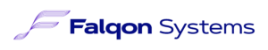 Falcon Systems logo: purple striped F symbol next to blue text 'Falcon Systems'.